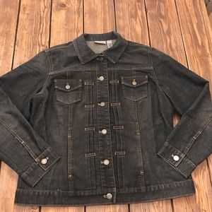 Chico’s Platinum Dark Wash Jean Jacket Size 2